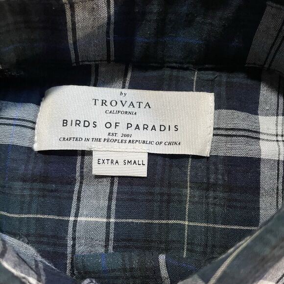 Trovata Birds of Paradise Anthropologie Top Plaid Button‎ Up Womens XS - Picture 3 of 6